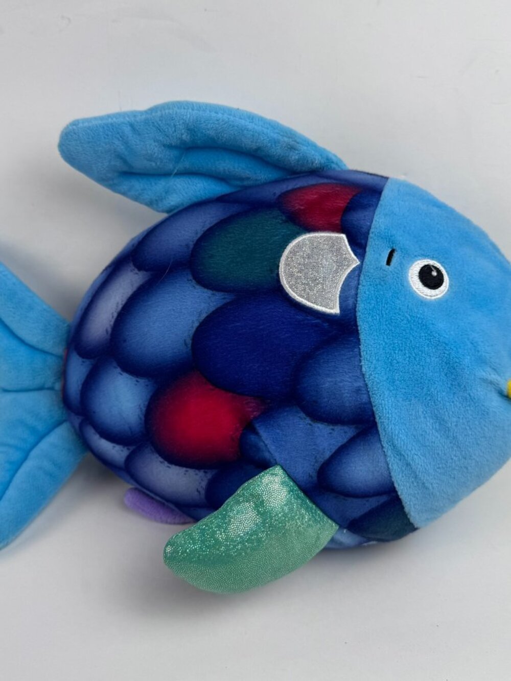 The Rainbow Fish Marcus Pfister 11" Blue Plush Stuffed Animal Shimmer Scale Flaw